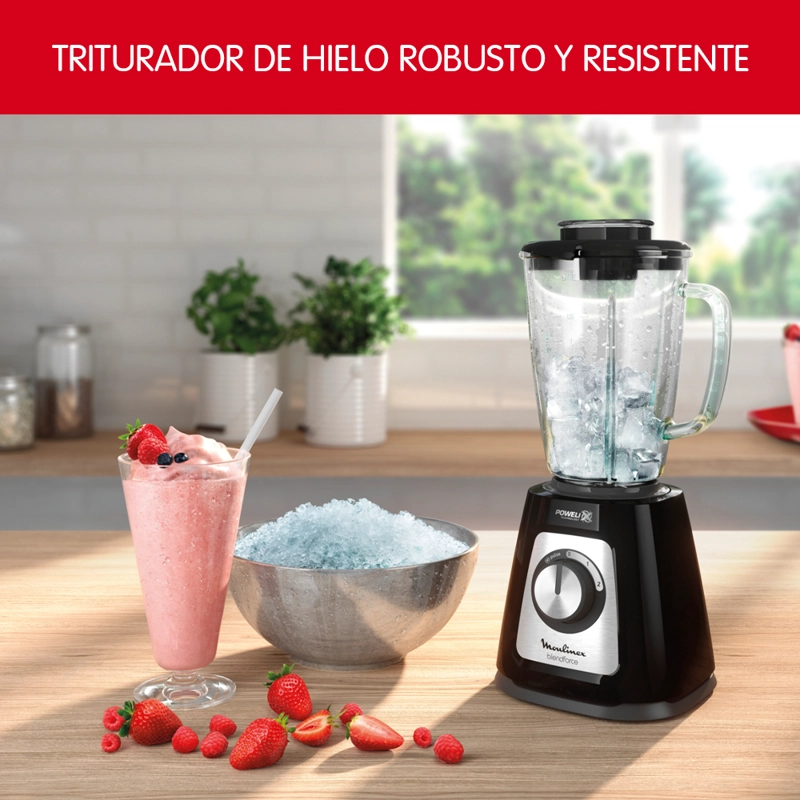 LICUADORA MOULINEX BLENDFORCE NEGRA 2V + PULSE 800W - 7