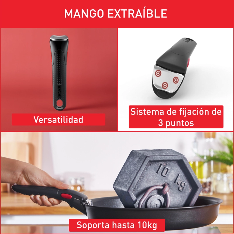 SET SARTENES INGENIO 22/24/26 CM + MANGO TEFAL - 3