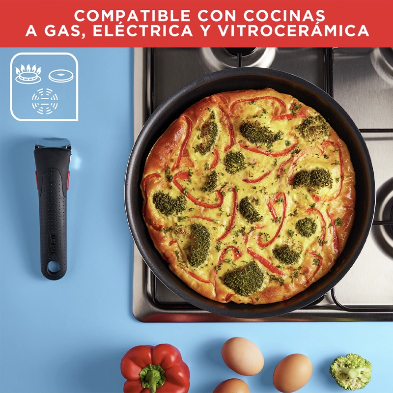 BATERIA DE COCINA ANTIADHERENTE INGENIO 12 PIEZAS CON MANGOS TEFAL - 4
