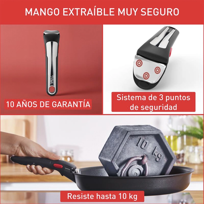 BATERIA DE COCINA ANTIADHERENTE INGENIO 12 PIEZAS CON MANGOS TEFAL - 6