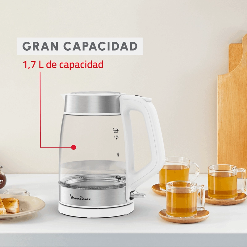 HERVIDOR DE VIDRIO SNOW WHITE 1.7L MOULINEX - 2