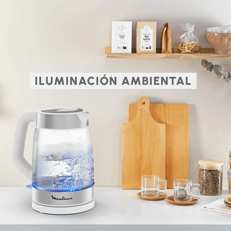 HERVIDOR DE VIDRIO SNOW WHITE 1.7L MOULINEX - 5