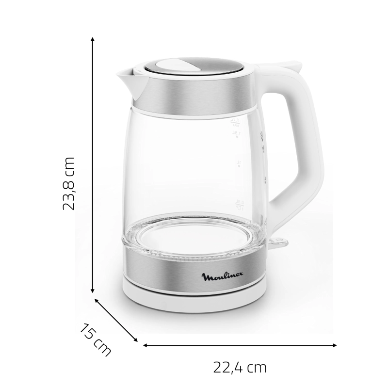 HERVIDOR DE VIDRIO SNOW WHITE 1.7L MOULINEX - 7