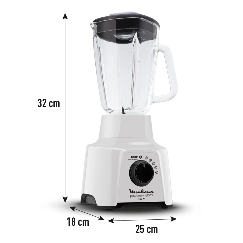 LICUADORA POWER MIX 5V BLANCO + PULSE 550W MOULINEX - 7