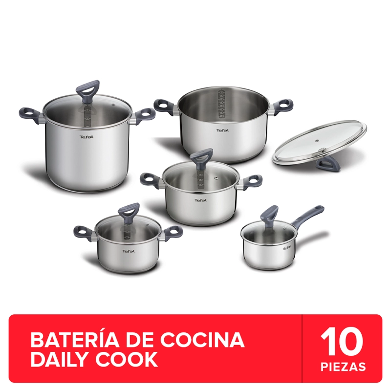 BATERIA DE COCINA ACERO INOXIDABLE DAILYCOOK 10 PCS TEFAL - 2