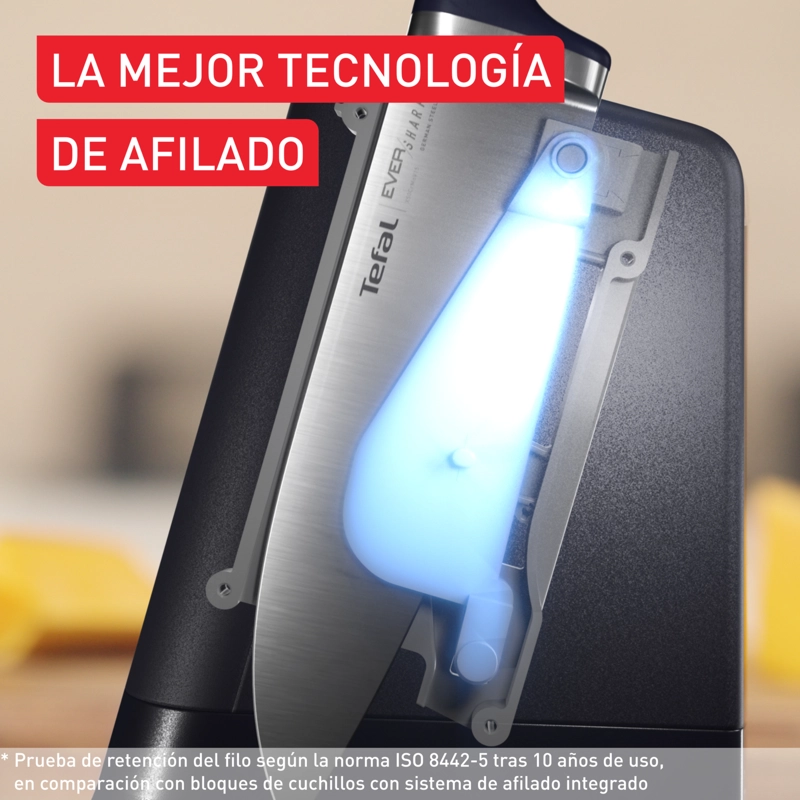 CUCHILLO DE CHEF EVERSHARP PRO CON AFILADOR + TACO TEFAL - 2