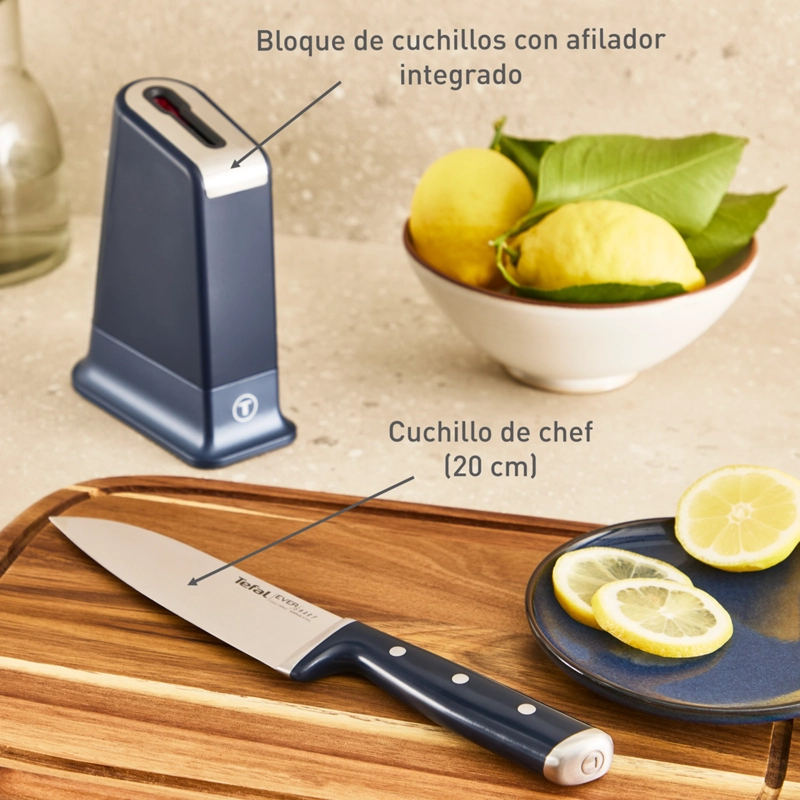 CUCHILLO DE CHEF EVERSHARP PRO CON AFILADOR + TACO TEFAL - 4