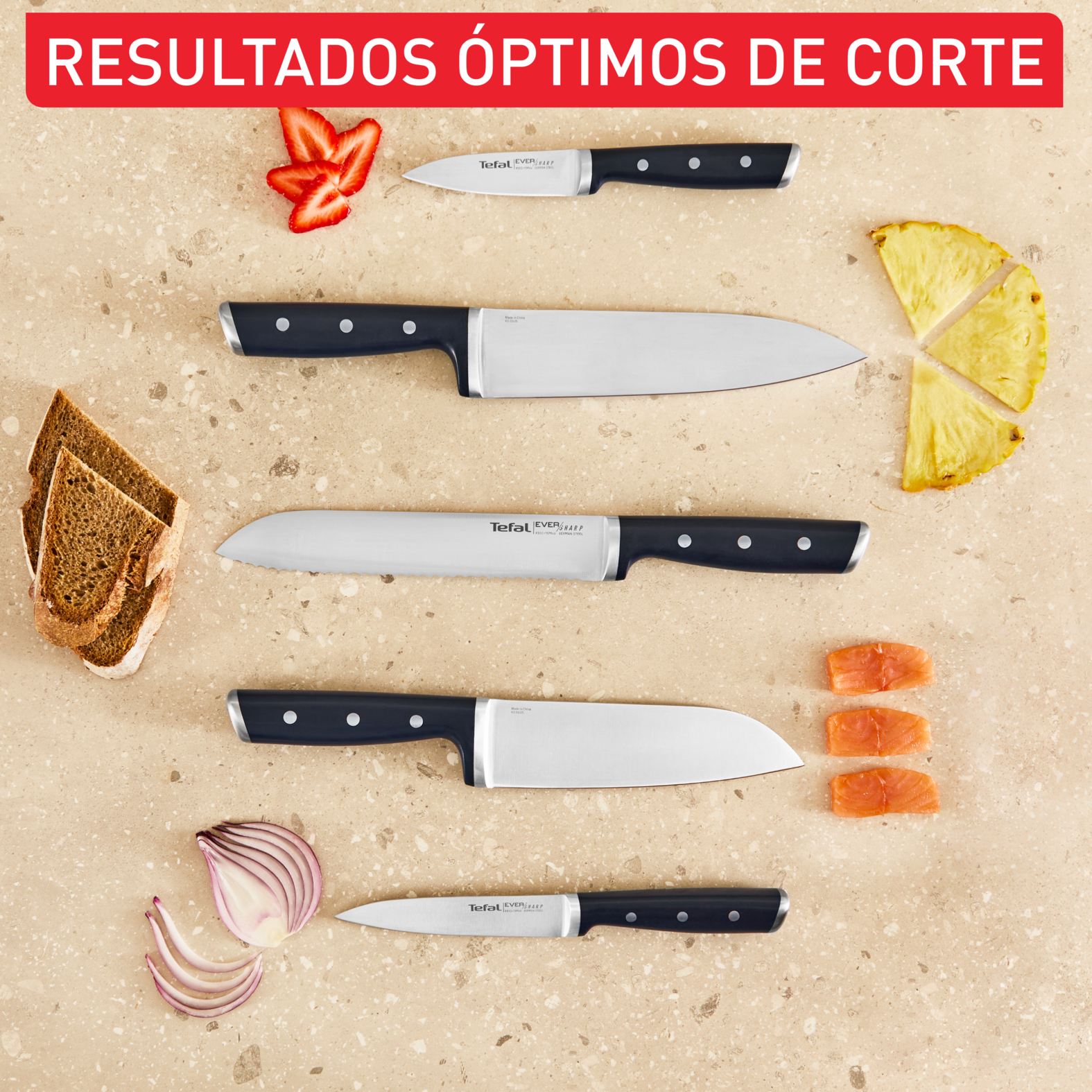 SET TACO DE 5 CUCHILLOS CON AFILADOR EVERSHARP PRO TEFAL - 5