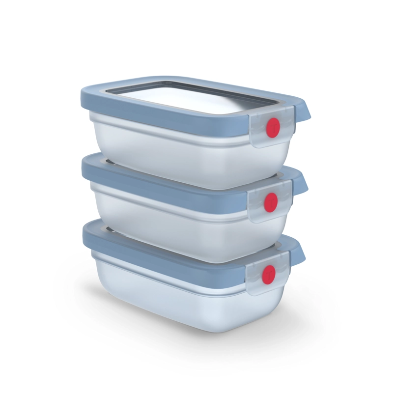 CONTENEDOR DE ALIMENTOS ONECLICK SET AZUL 3 PIEZAS 0.5L TEFAL - 1