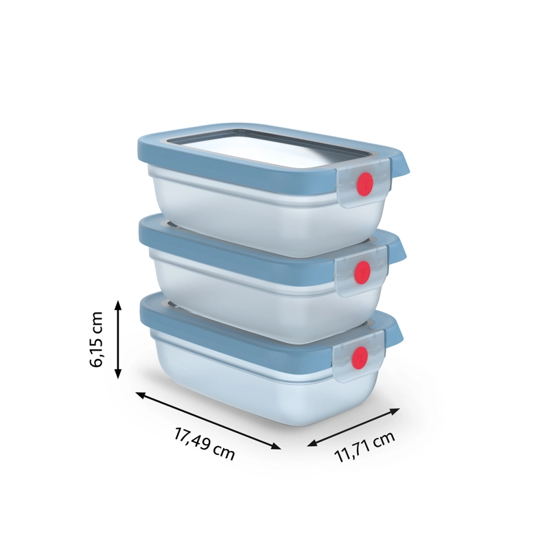 CONTENEDOR DE ALIMENTOS ONECLICK SET AZUL 3 PIEZAS 0.5L TEFAL - 5