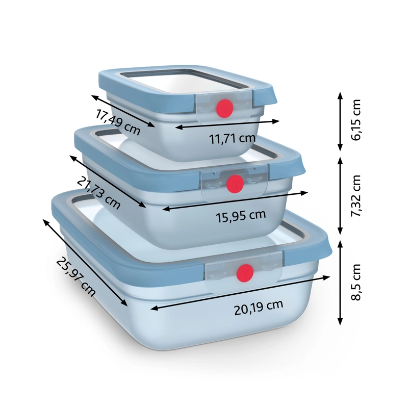 CONTENEDOR HERMETICO DE ALIMENTOS ONECLICK AZUL 0,5/1,2/2,3L TEFAL - 5