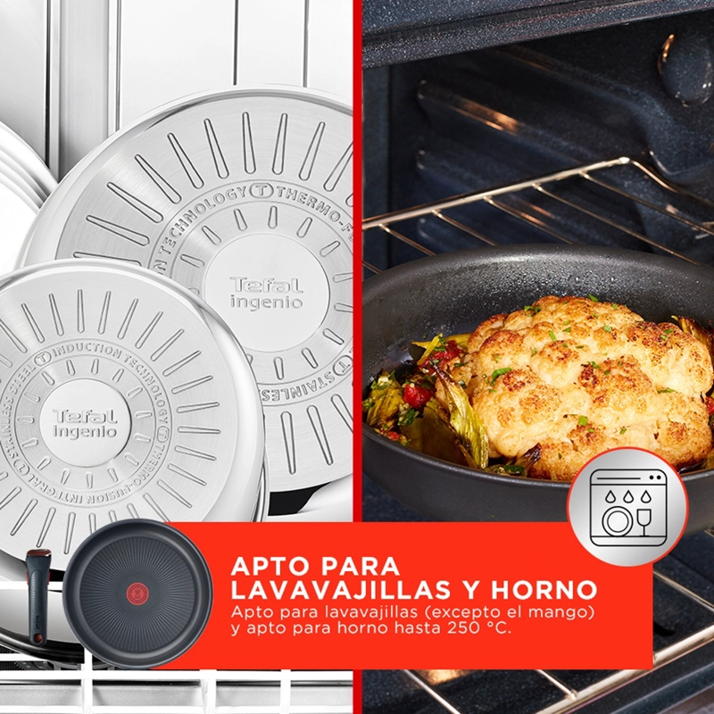 BATERIA DE COCINA ACERO INOXIDABLE INGENIO 6 PIEZAS CON MANGO - 4