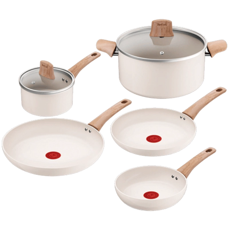 BATERIA DE COCINA CERAMICA ANTIADHERENTE BRIGHT 7 PCS BEIGE TEFAL - 1