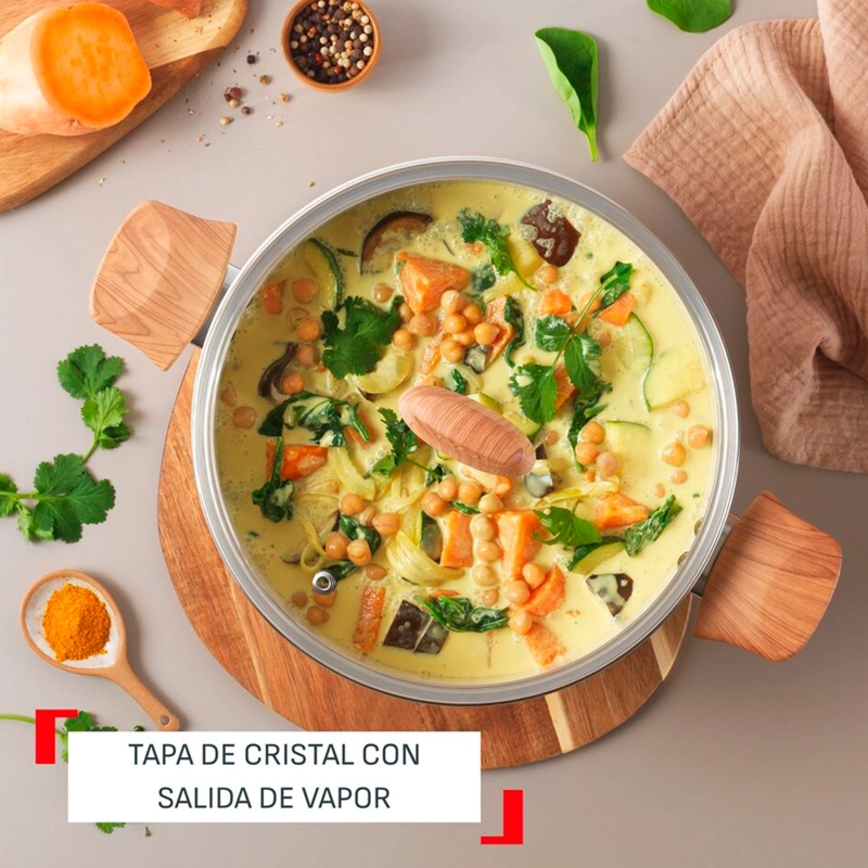 BATERIA DE COCINA CERAMICA ANTIADHERENTE BRIGHT 7 PCS BEIGE TEFAL - 5