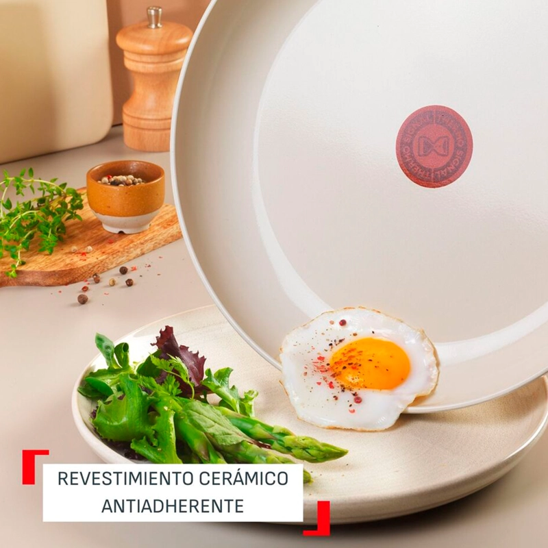 BATERIA DE COCINA CERAMICA ANTIADHERENTE BRIGHT 7 PCS BEIGE TEFAL - 8
