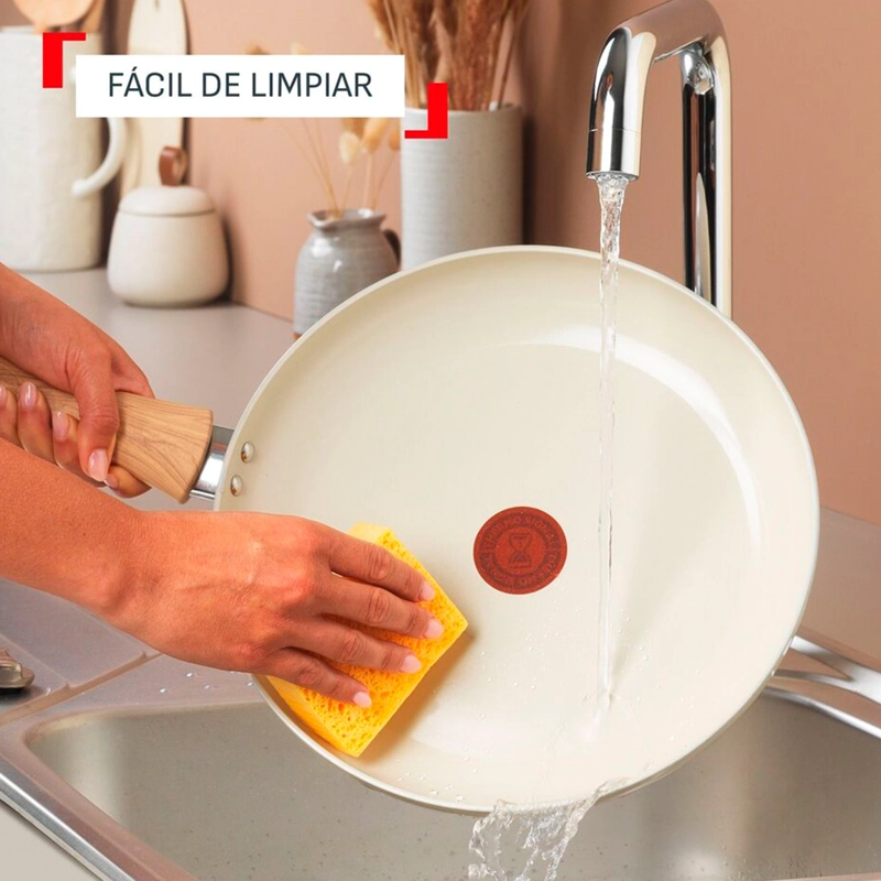 BATERIA DE COCINA CERAMICA ANTIADHERENTE BRIGHT 7 PCS BEIGE TEFAL - 9