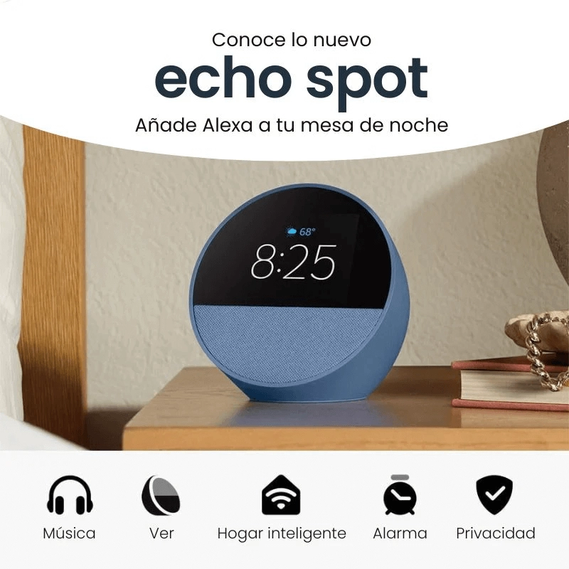 AMAZON ECHO SPOT ULTIMA GENERACION 2025 ALEXA COLOR AZUL - 2