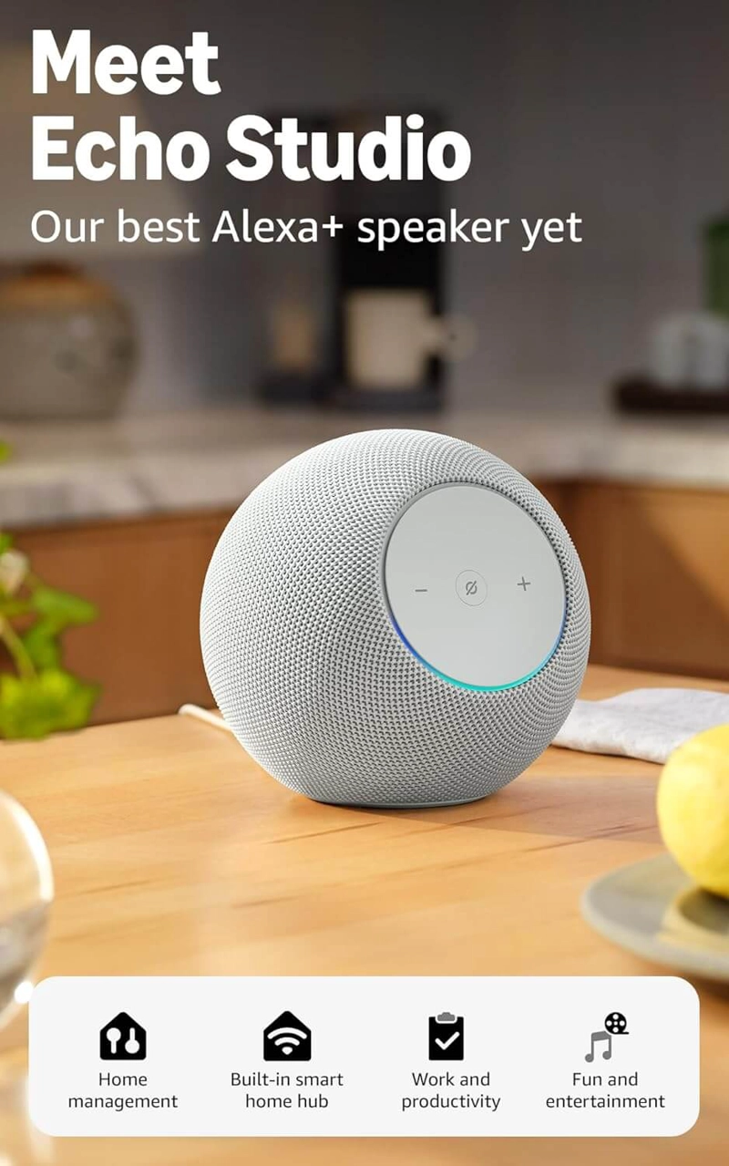 AMAZON ECHO STUDIO ULTIMA GENERACION CON ALEXA SONIDO ESPECTACULAR 2026 BLANCO - 2