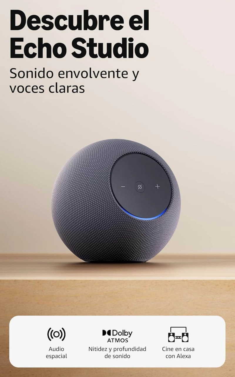 AMAZON ECHO STUDIO ULTIMA GENERACION CON ALEXA SONIDO ESPECTACULAR 2026 NEGRO - 2