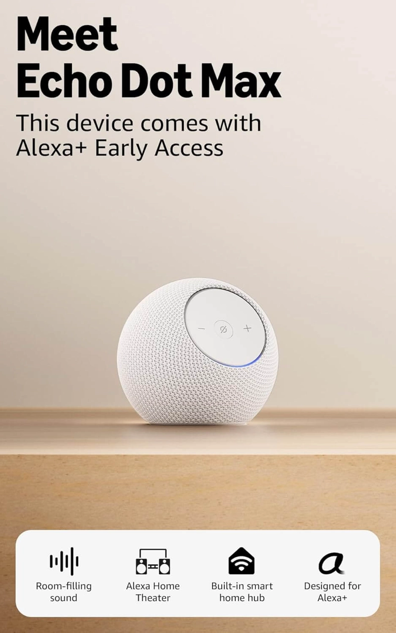 AMAZON ECHO DOT MAX NUEVO PARLANTE INTELIGENTE CON ALEXA Y SONIDO PREMIUM BLANCO - 3