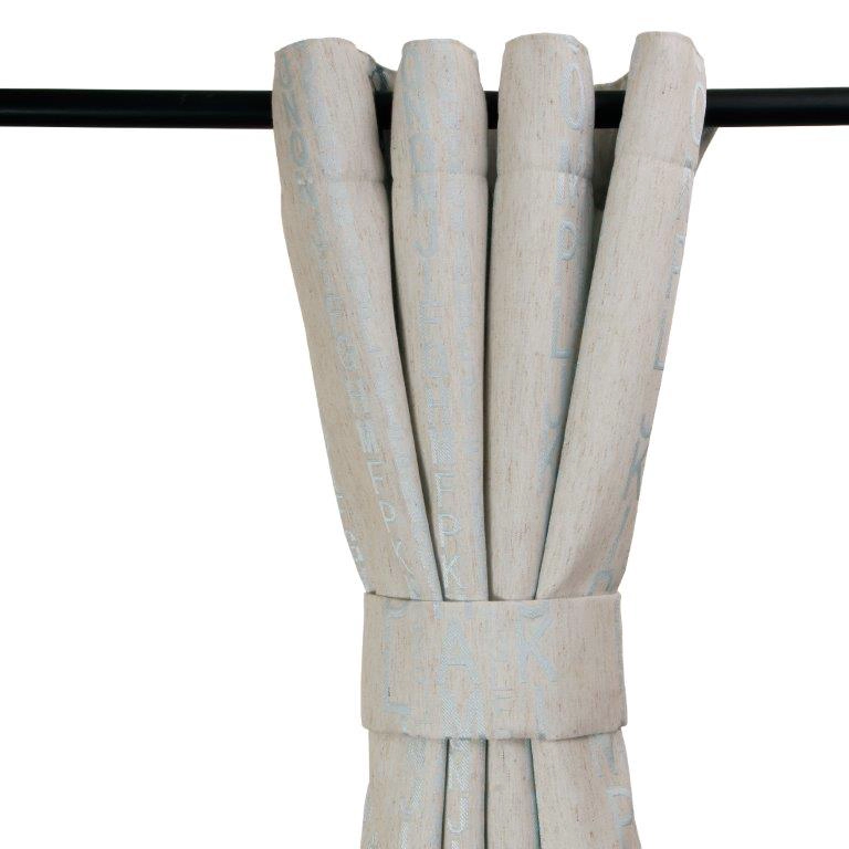 CORTINA ARGOLLAS LINEN LETRAS CELESTE - 2