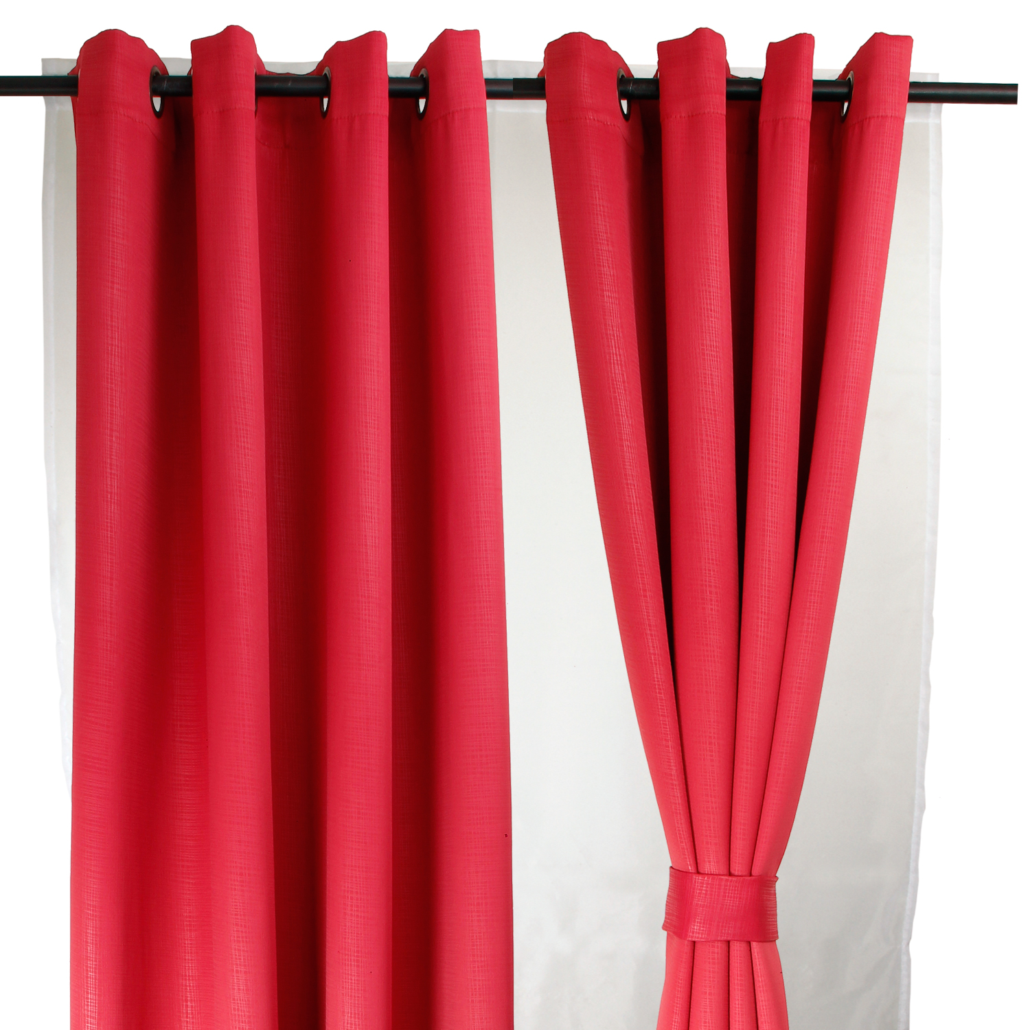 CORTINAS ARGOLLAS SET EMBOSSED ROJO - 2