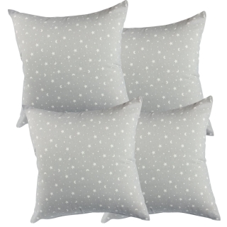 SET 4 COJINES LONA ESTRELLITA GRIS