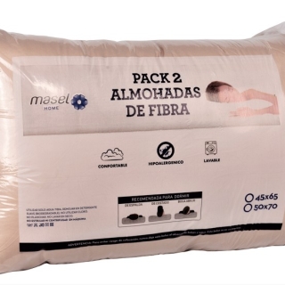 SET 2 ALMOHADAS MICROFIBRA PREMIUM ECO COLORES 50X70 BEIGE - 1