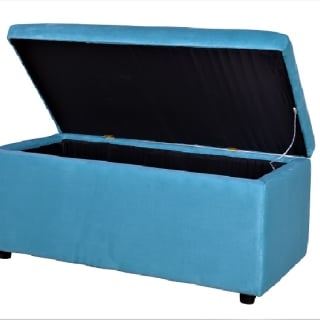 BANQUETA BAUL FELPA 100X50X45 CM TURQUESA - 1