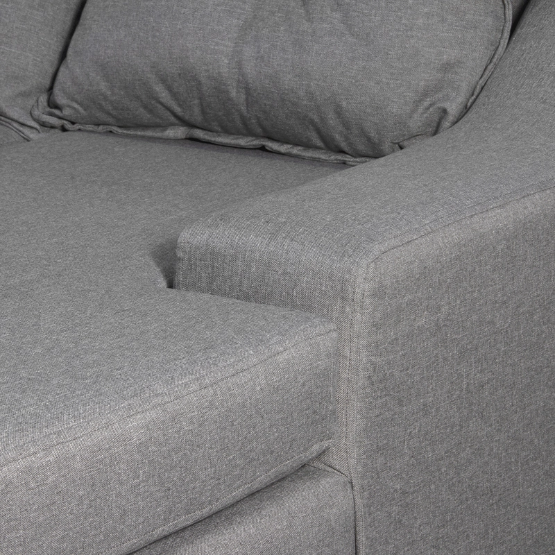 SECCIONAL MASEL VIENA 3 CUERPOS GRIS CHAISE DERECHO TELA 200 X 140X90 - 4