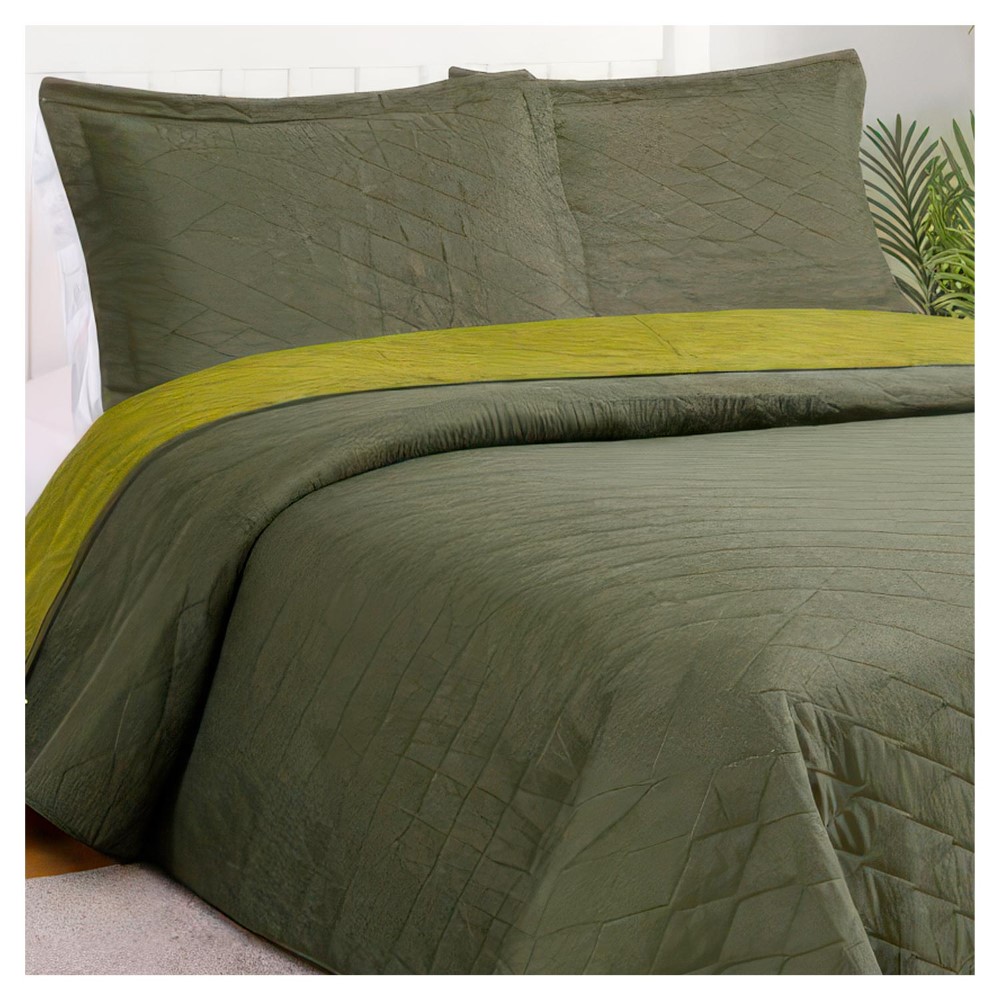 QUILT BICOLOR MASEL 2 PLAZAS VERDE OLIVE - PISTACHO 220X250 - 1
