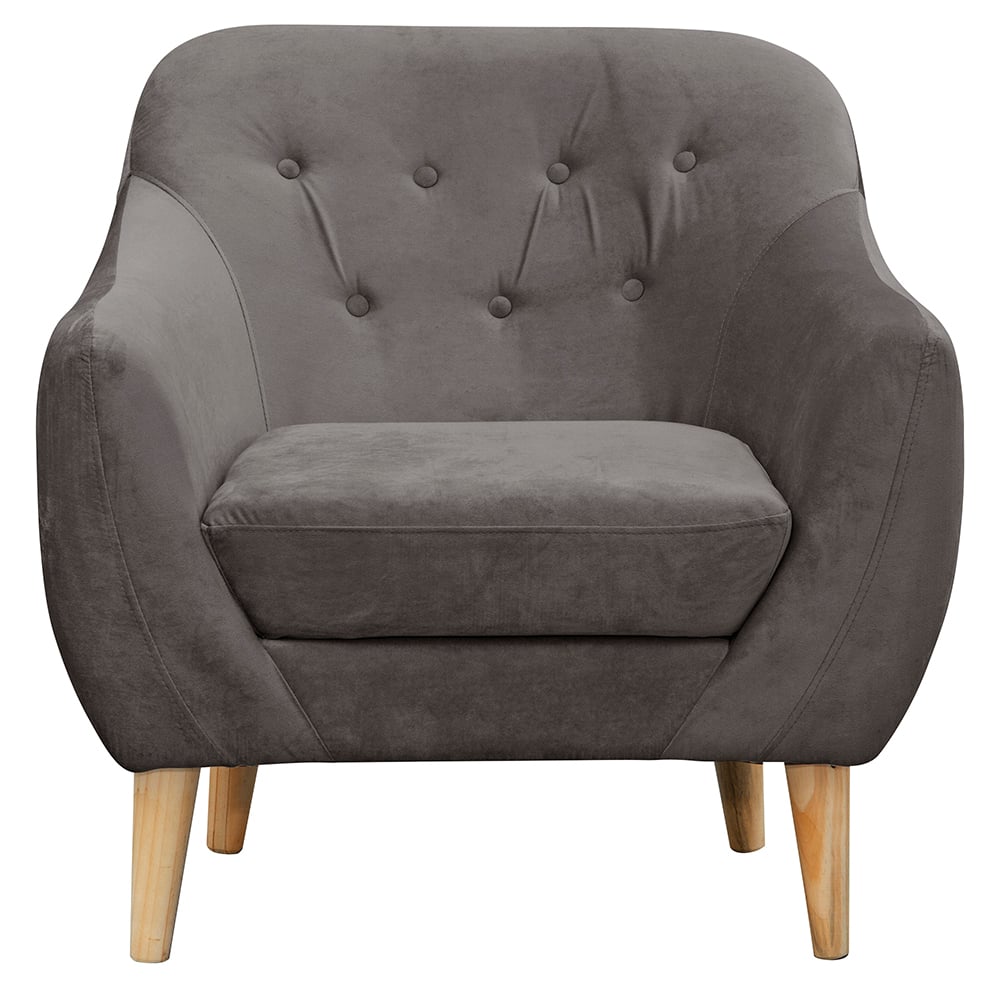POLTRONA MASEL NORWAY FELPA GRAFITO GRIS OSCURO 85X87X90 - 1
