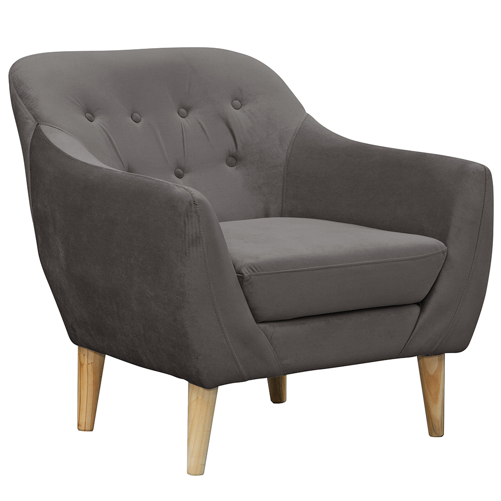 POLTRONA MASEL NORWAY FELPA GRAFITO GRIS OSCURO 85X87X90 - 2