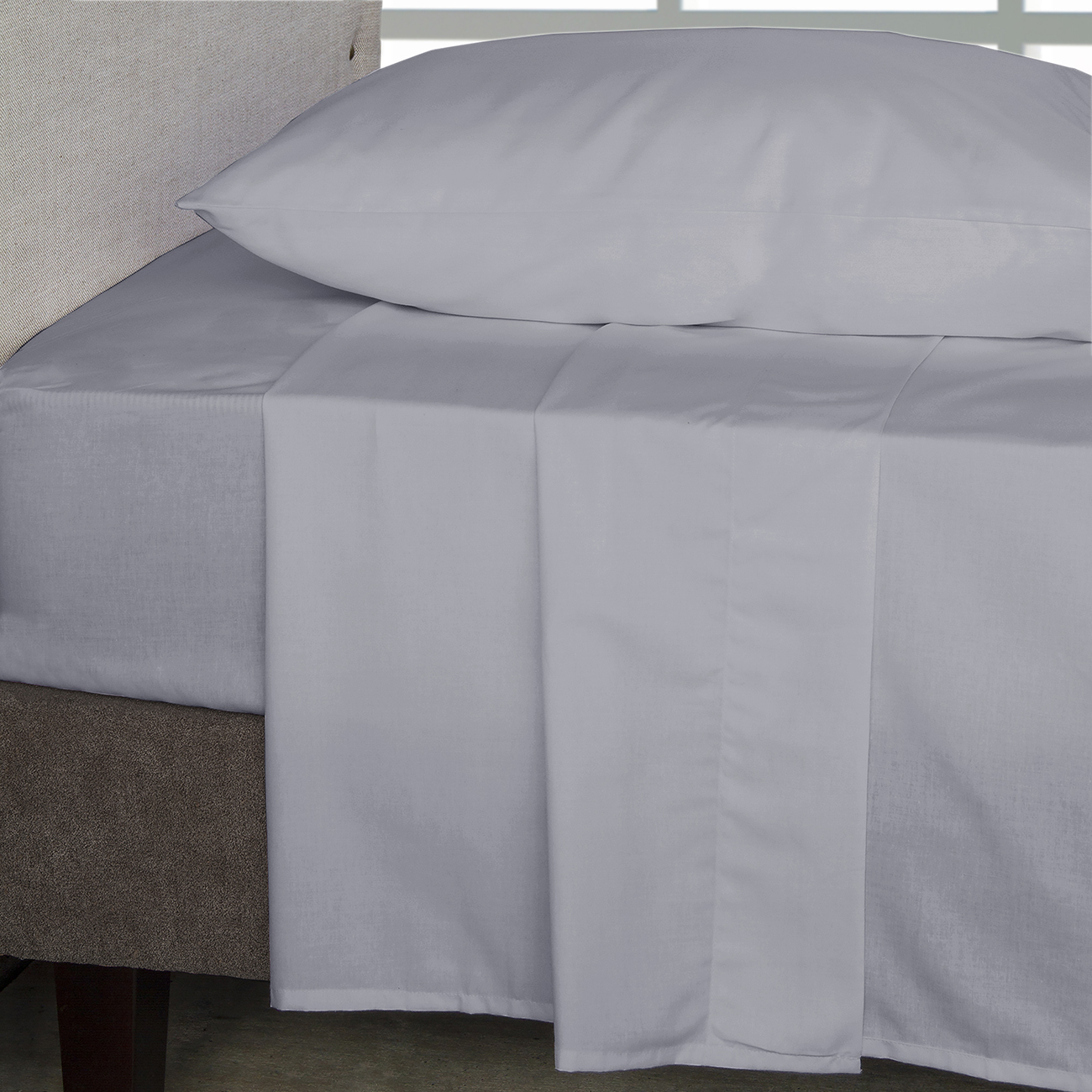 JGO.SÁBANAS POLYCOTTON SUPER KING -144 HILOS 4 PIEZAS - GRIS - 2