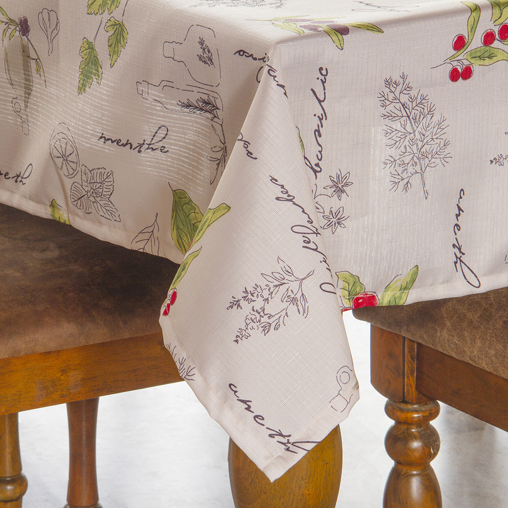 MANTEL DE TELA LINETTE 150X150 CHERRY IVORY - 1