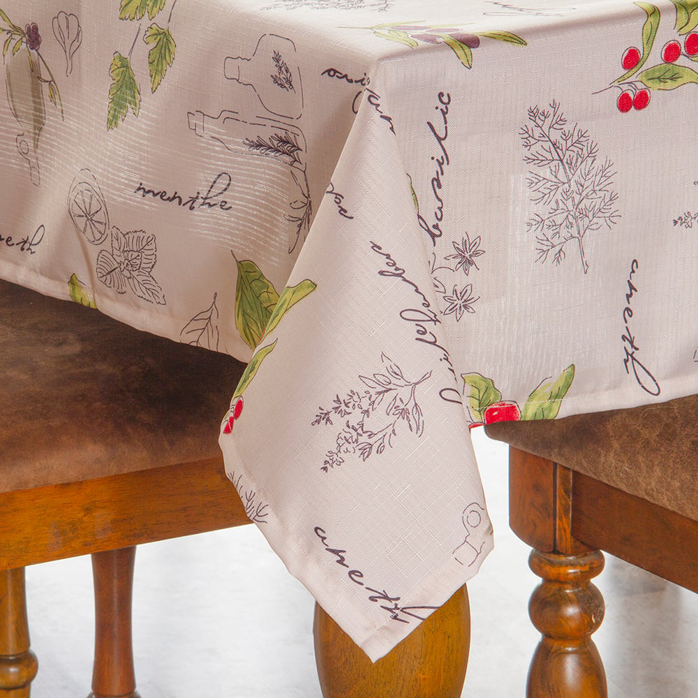 MANTEL  DE TELA  LINETTE  210X150 CHERRY- IVORY - 1