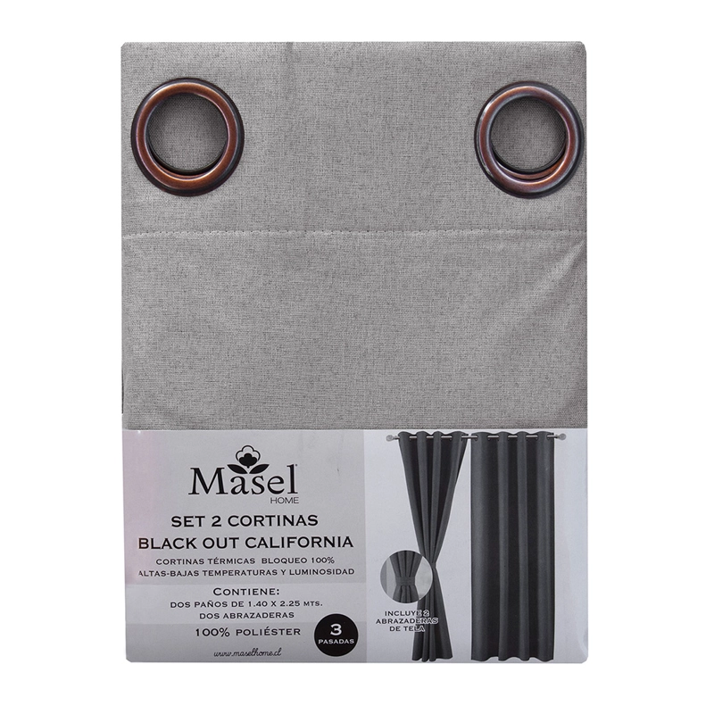 SET 2 CORTINAS BLACK OUT CALIFORNIA  GRIS CLARO - 4