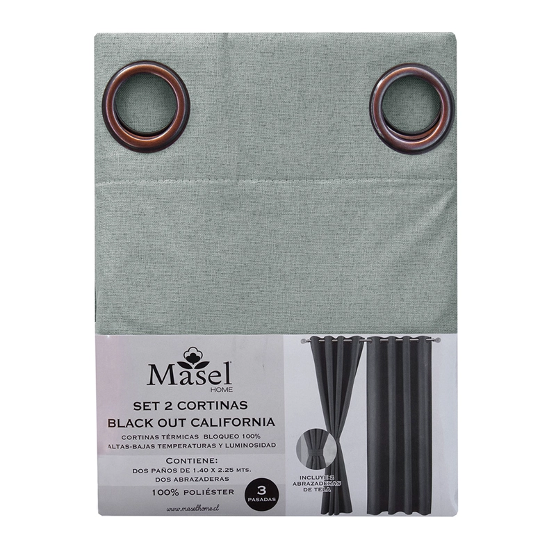 SET 2 CORTINAS BLACK OUT CALIFORNIA  VERDE AGUA - 4