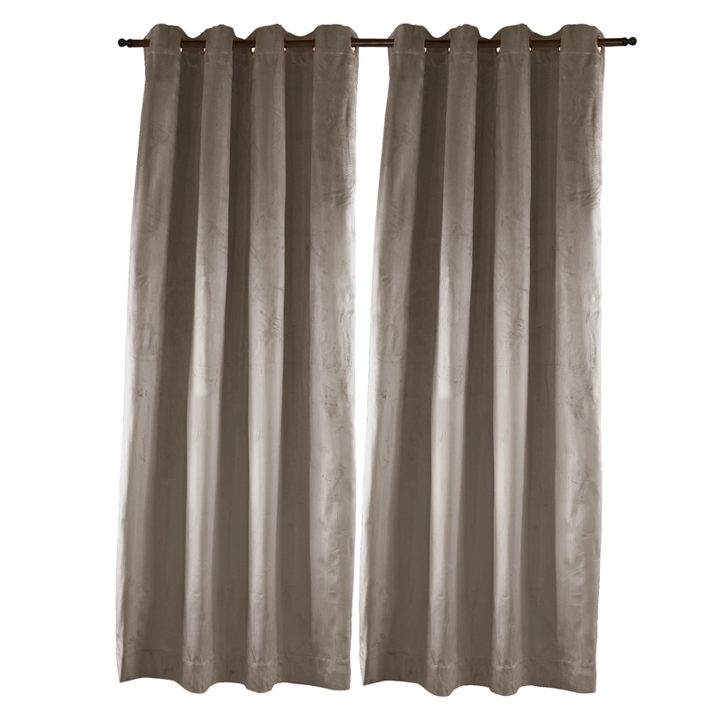 SET 2 CORTINAS ARGOLLAS NEW VELVET   BEIGE 140 X 225 - 1