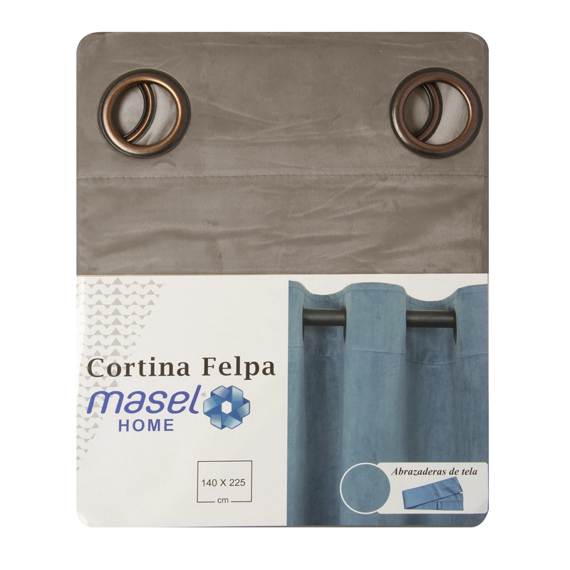 SET 2 CORTINAS ARGOLLAS NEW VELVET   BEIGE 140 X 225 - 3