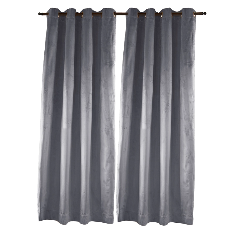 SET 2 CORTINAS ARGOLLAS NEW VELVET   GRIS 140 X 225 - 1