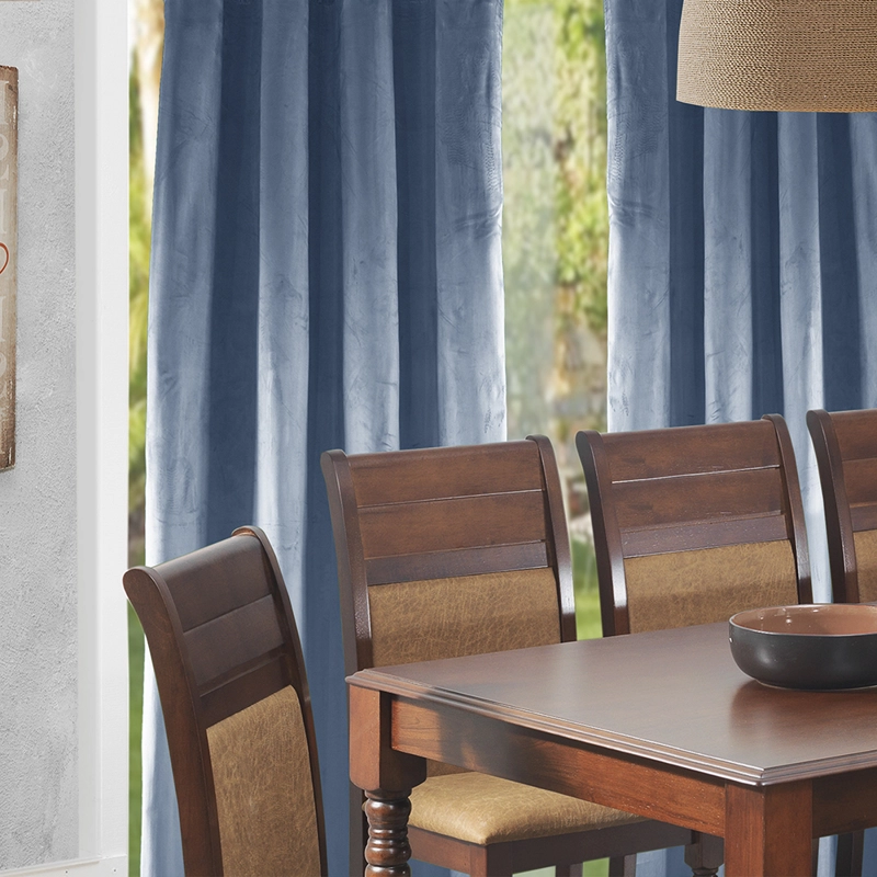 SET 2 CORTINAS ARGOLLAS NEW VELVET  PETROLEO 140 X 225 - 2
