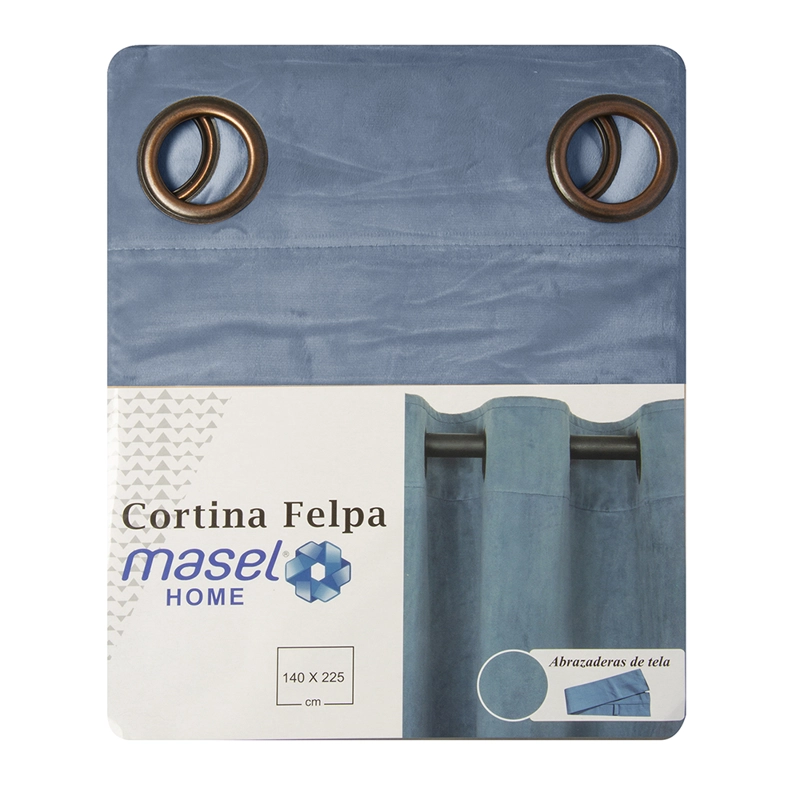 SET 2 CORTINAS ARGOLLAS NEW VELVET  PETROLEO 140 X 225 - 4