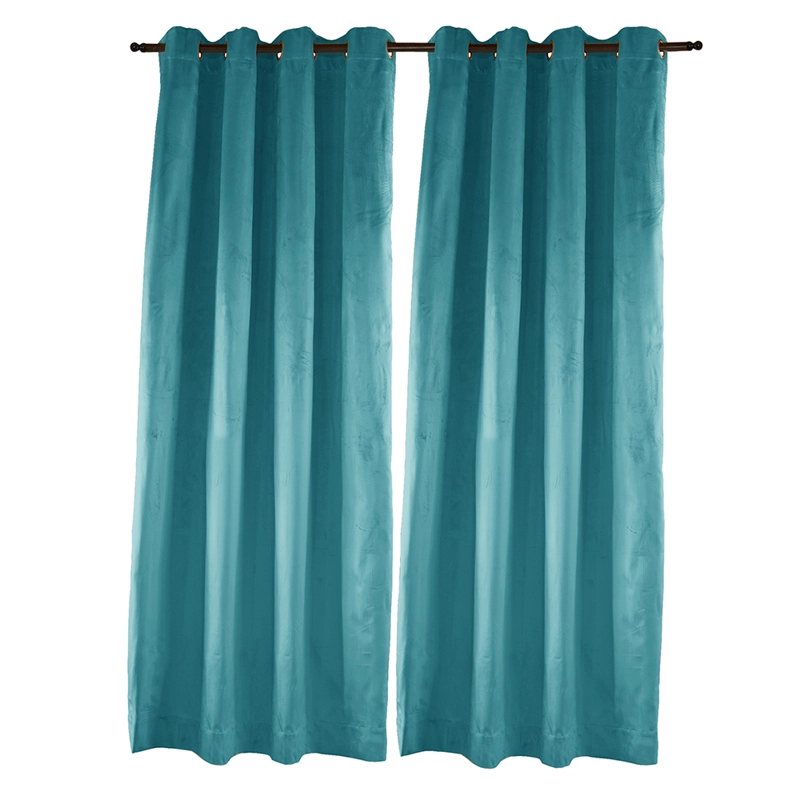 SET 2 CORTINAS ARGOLLAS NEW VELVET   TURQUESA 140 X 225 - 2