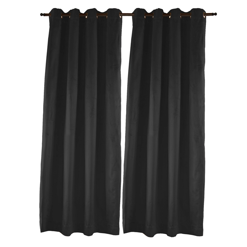 SET 2 CORTINAS ARGOLLAS NEW VELVET  NEGRO 140 X 225 - 1