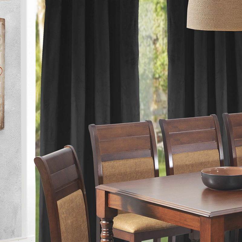 SET 2 CORTINAS ARGOLLAS NEW VELVET  NEGRO 140 X 225 - 2