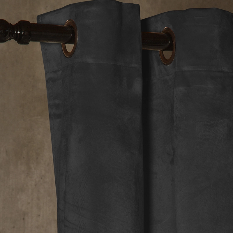 SET 2 CORTINAS ARGOLLAS NEW VELVET  NEGRO 140 X 225 - 3