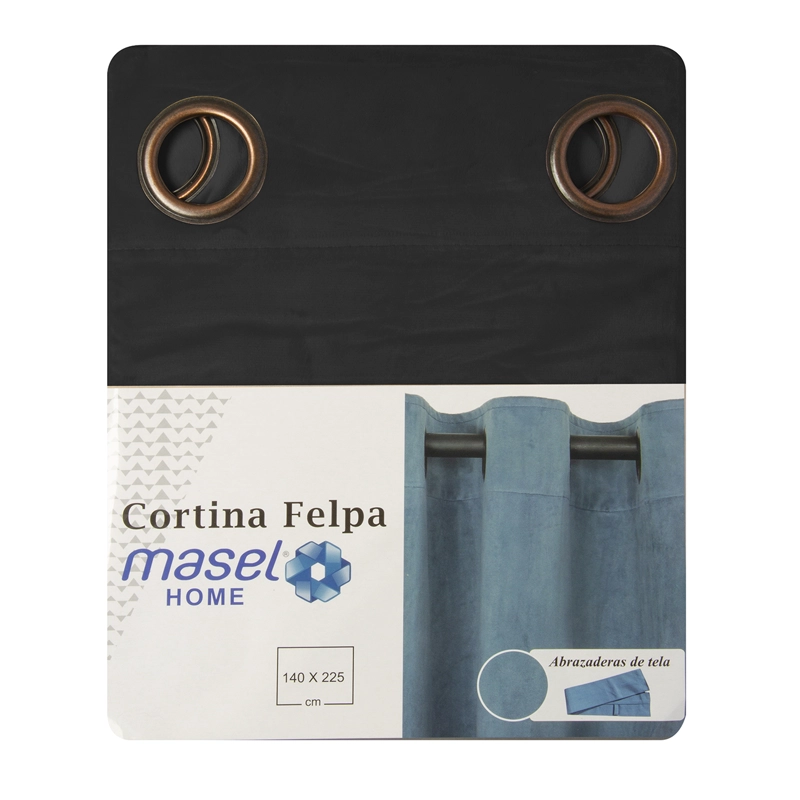 SET 2 CORTINAS ARGOLLAS NEW VELVET  NEGRO 140 X 225 - 4