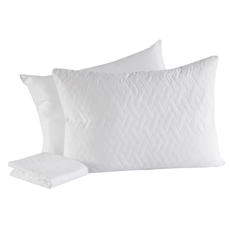 SET 2 ALMOHADAS MICROFIBRA  ECO Y 2  FUNDAS PROTECTORES DE ALMOHADAS 50X70 - 2