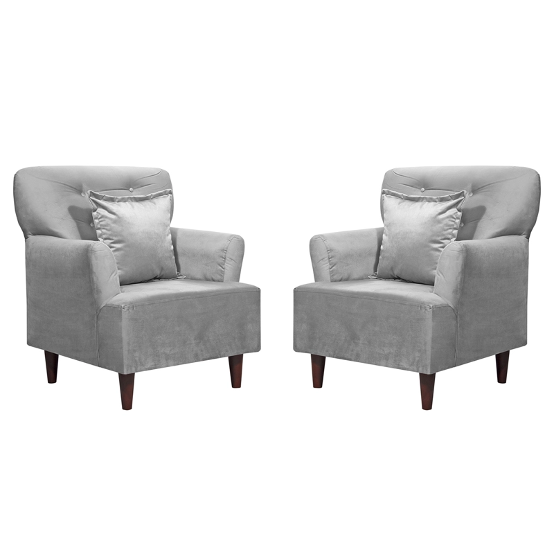 SET  2 POLTRONAS YORK 1C FELPA GRIS 55X 75X92 - 1